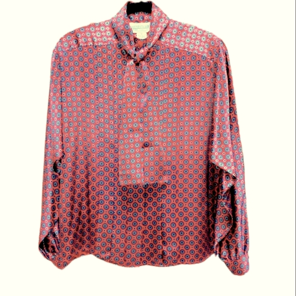 Nordstrom Silk Blouse Self Tie Long Sleeves Covered Button Down Placket - Picture 3 of 12